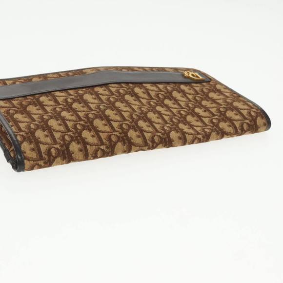 Christian Dior Trotter Canvas Clutch Bag Brown Gold Auth 101505 - Picture 6 of 16